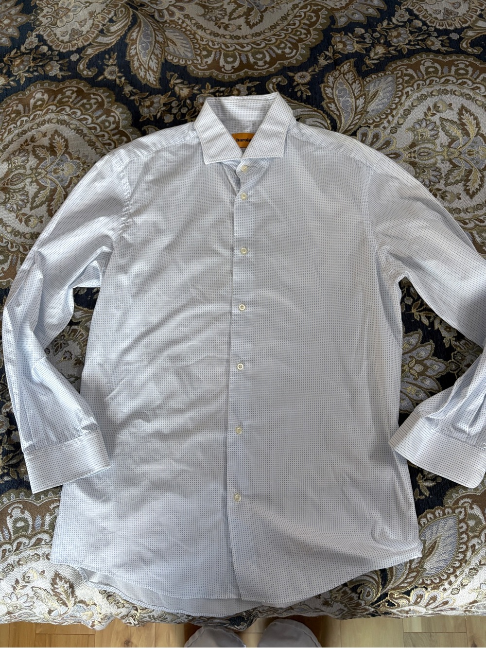 Harold, Men’s white and blue Micro-Check Dress Shirt